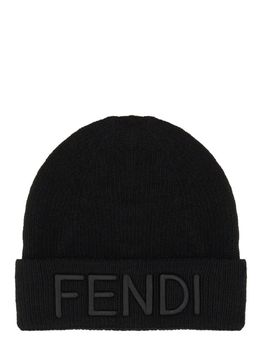 Fendi Ribbed Texture Woolen Hat