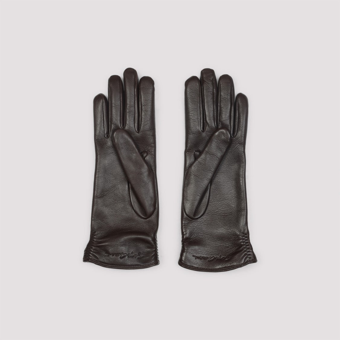 Giorgio Armani Dark Brown Lamb Leather Gloves
