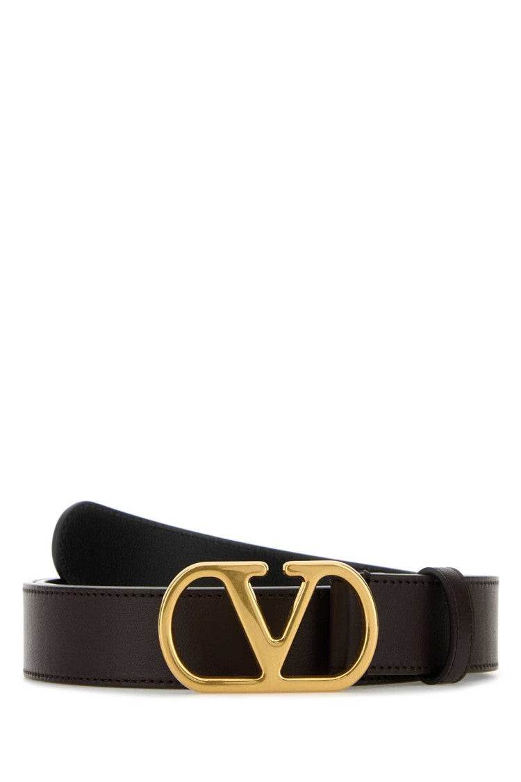 Valentino Garavani Dark Brown Leather Vlogo Signature Belt