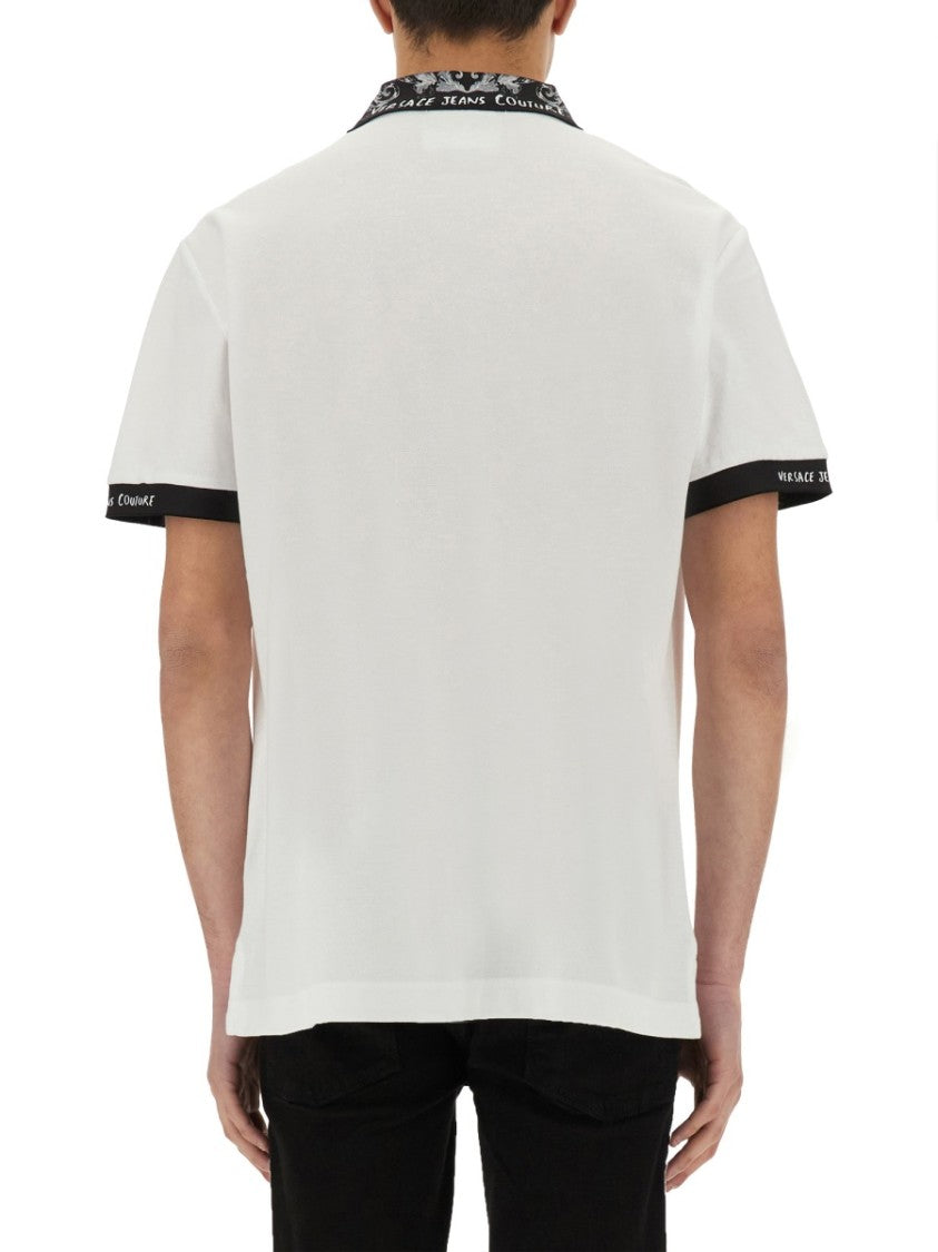 Versace Jeans Couture Polo Shirt With Baroque Outline Collar