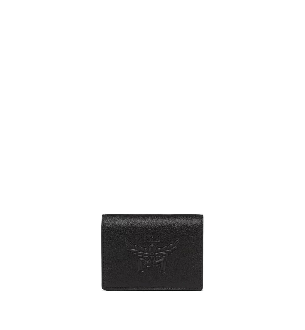 Mcm Embossed Leather Wallet With Laurel Wreath Detail