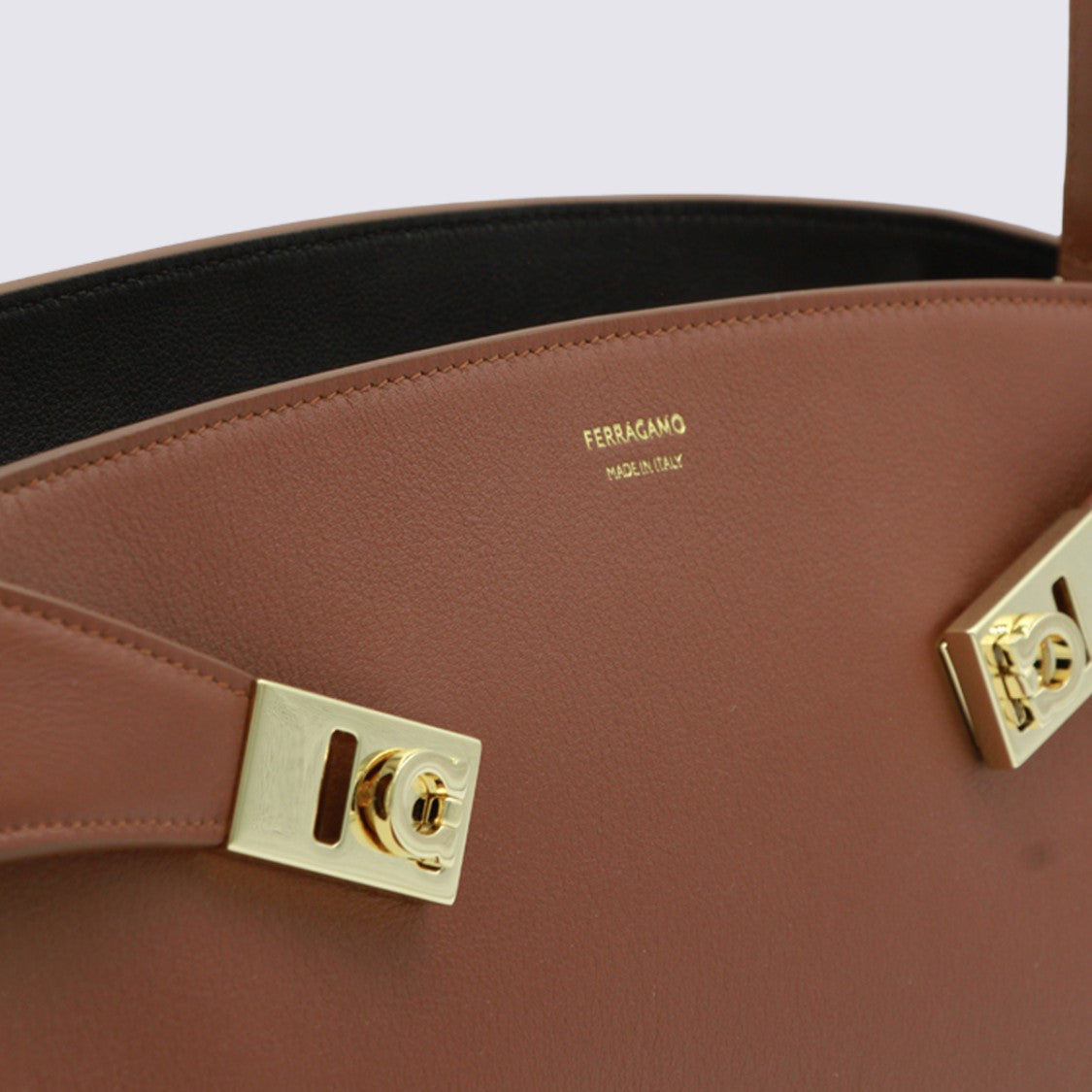 Ferragamo Rectangular Handbag With Gold-Tone Accents