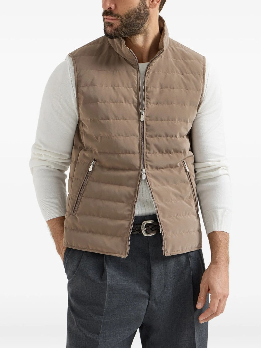Brunello Cucinelli Quilted Horizontal Stitch Matte Gilet