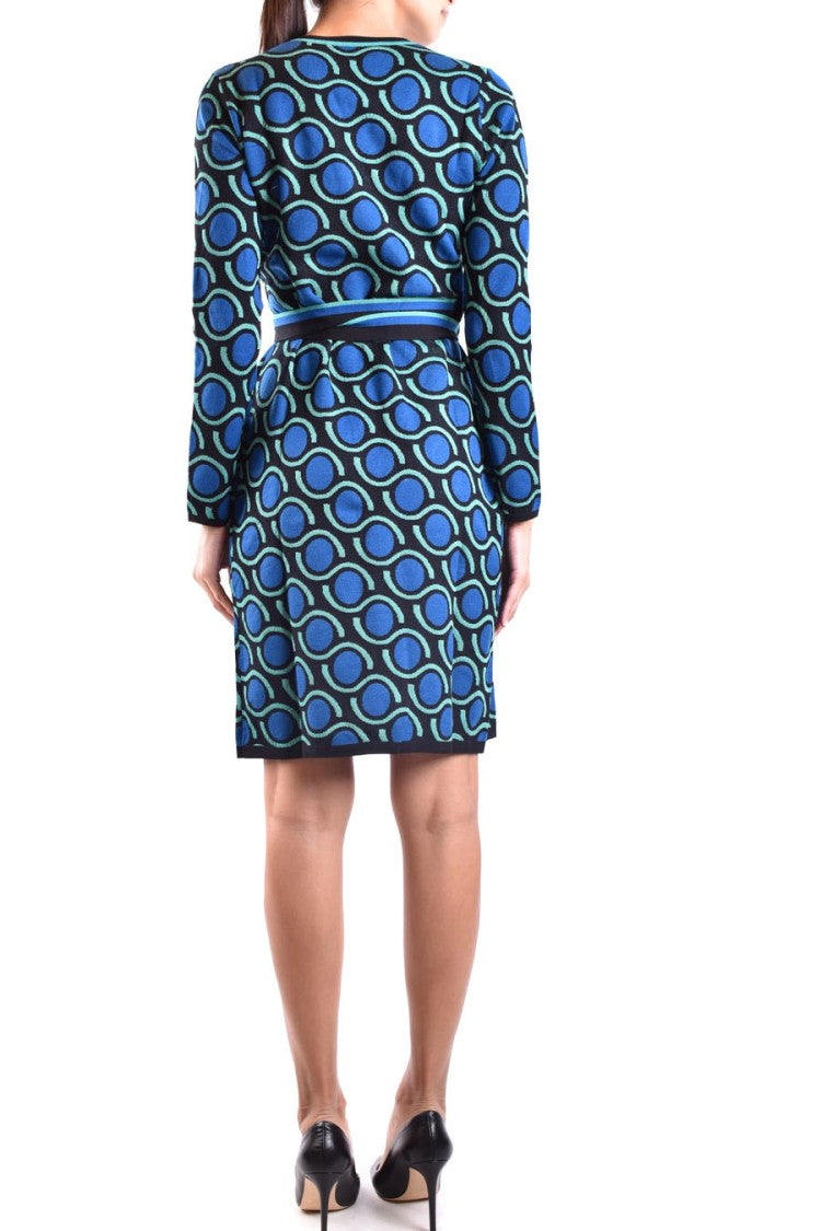Diane Von Furstenberg Multicolor Wrap Dress With Geometric Pattern