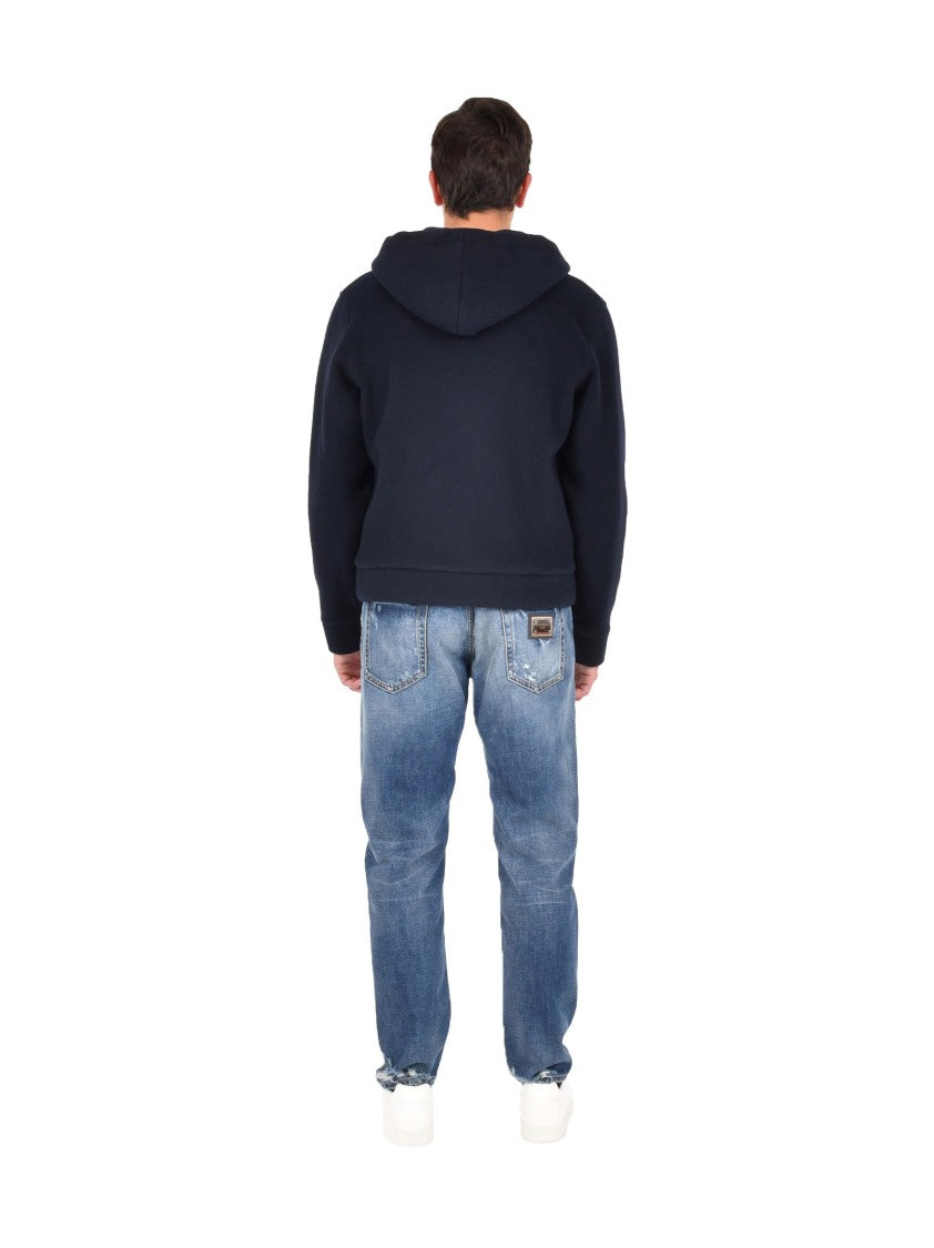 Jacob Cohen Navy Cashmere Zip-Up Blouson Jacket