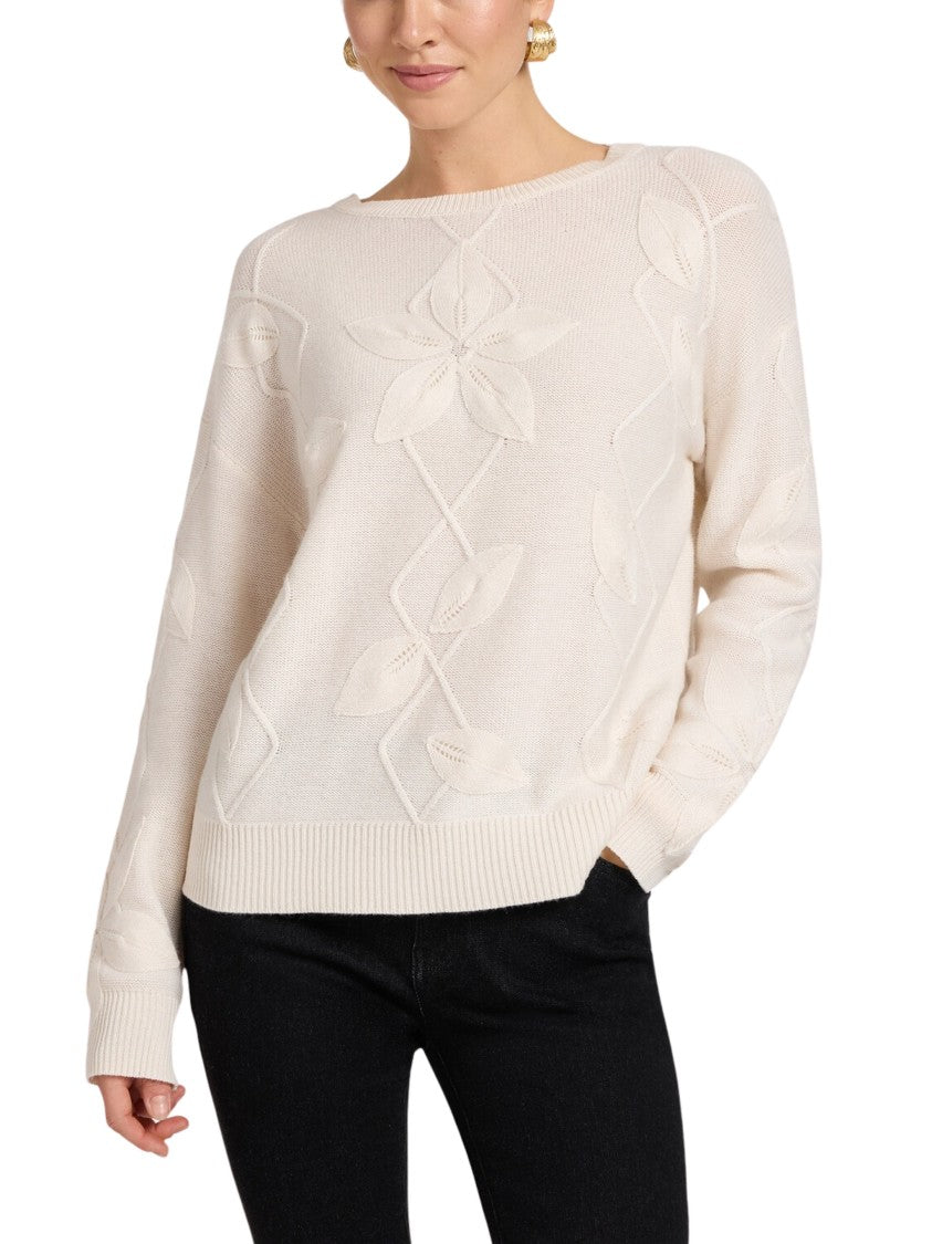 Elena Miro` Floral Boatneck Viscose-Blend Sweater