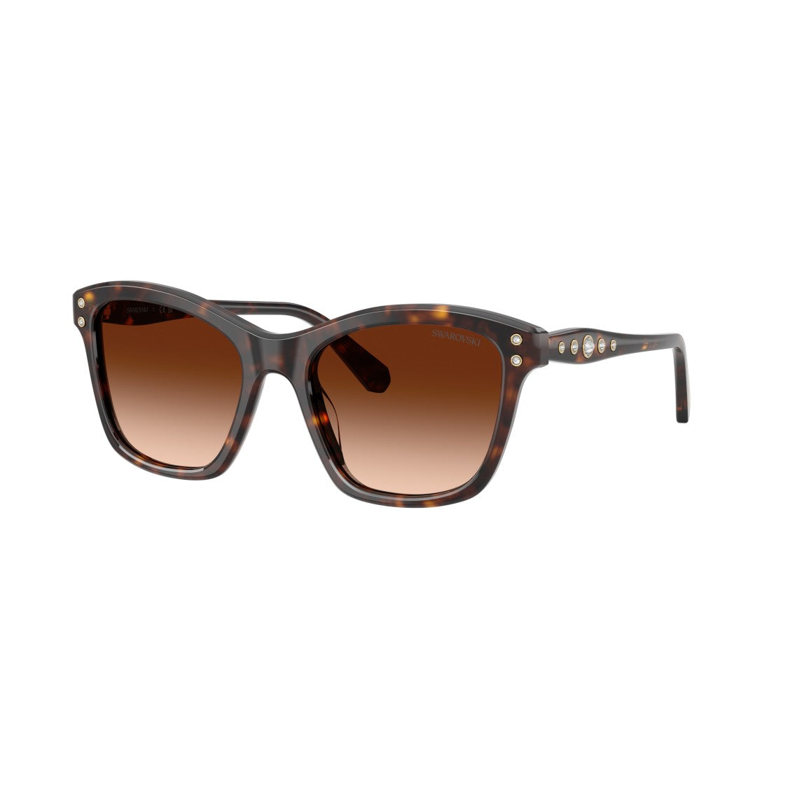 Swarovski 0Sk6063 Square Frame Tortoiseshell Sunglasses With Crystal Embellishments