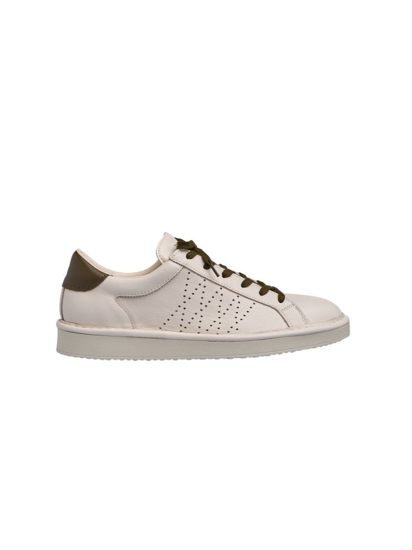 Panchic White Lace-Up Sneakers With Black Spoiler