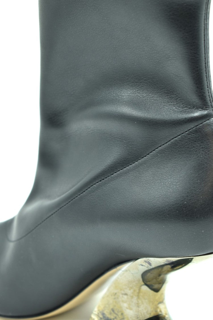 Casadei Sculptural Black Leather Ankle Boots Translucent