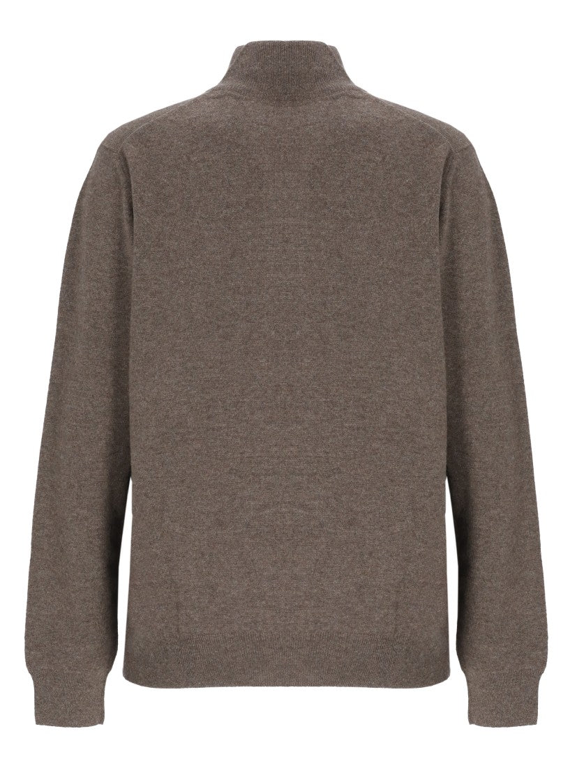 Della Ciana High Neck Wool And Cashmere Sweater With Double Zip Closure
