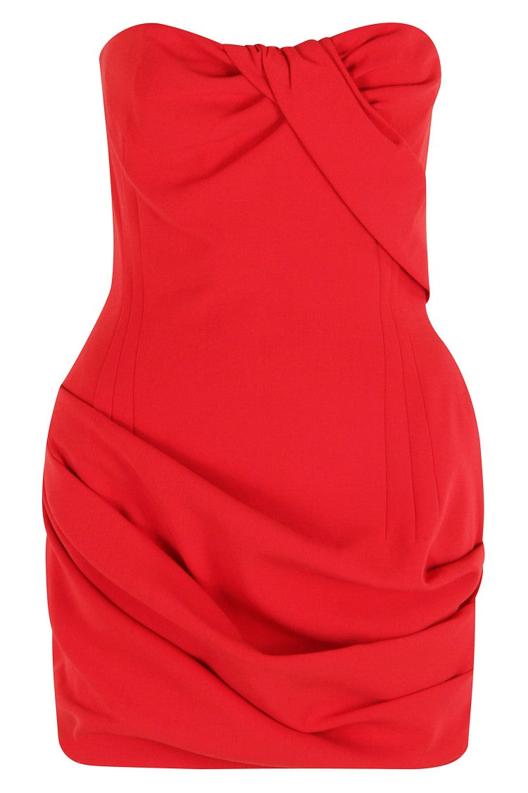 Magda Butrym Red Draped Mini Dress