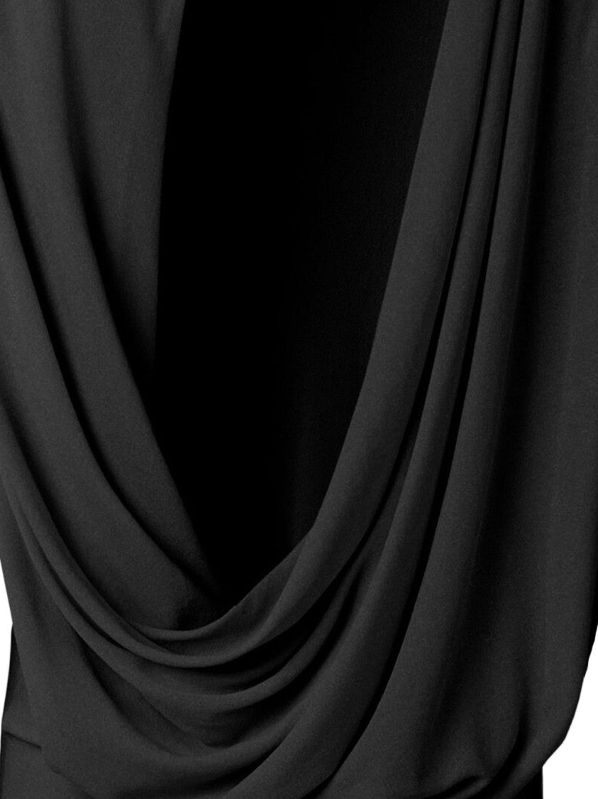 Jacquemus Flowing Draped Black Viscose-Blend T-Shirt With Cut-Out Detail
