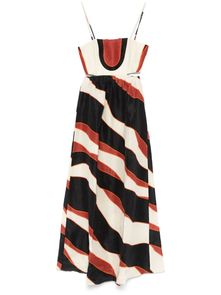 Raquel Diniz Maxi Dress With Bold Wavy Stripes