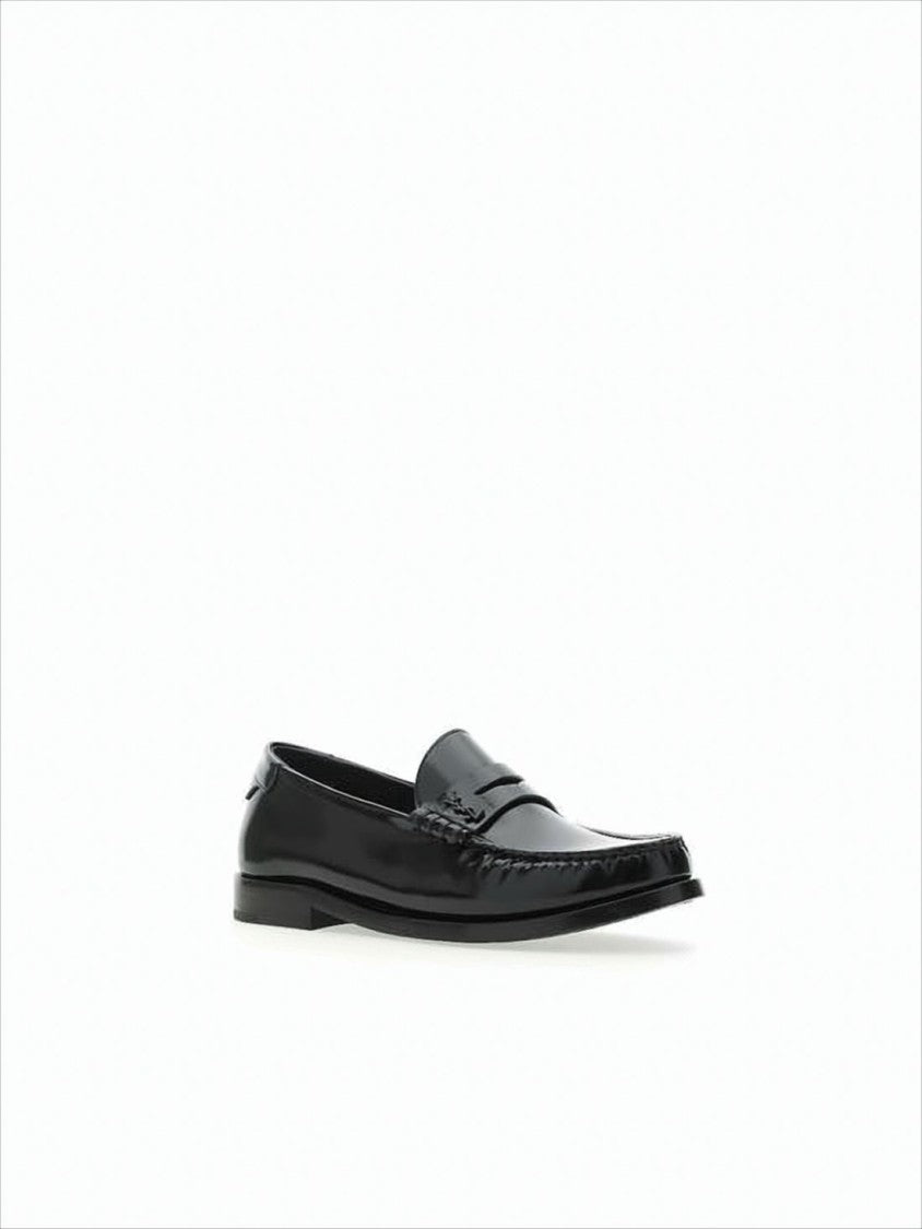 Saint Laurent Classic Black Calf Leather Loafers With Penny Strap
