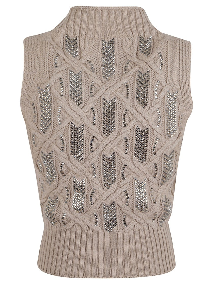 Ermanno Scervino Cropped High Neck Knitted Top