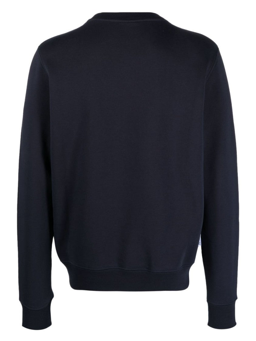 Autry Navy Blue Logo-Print Sweatshirt With Ribbed Detailing