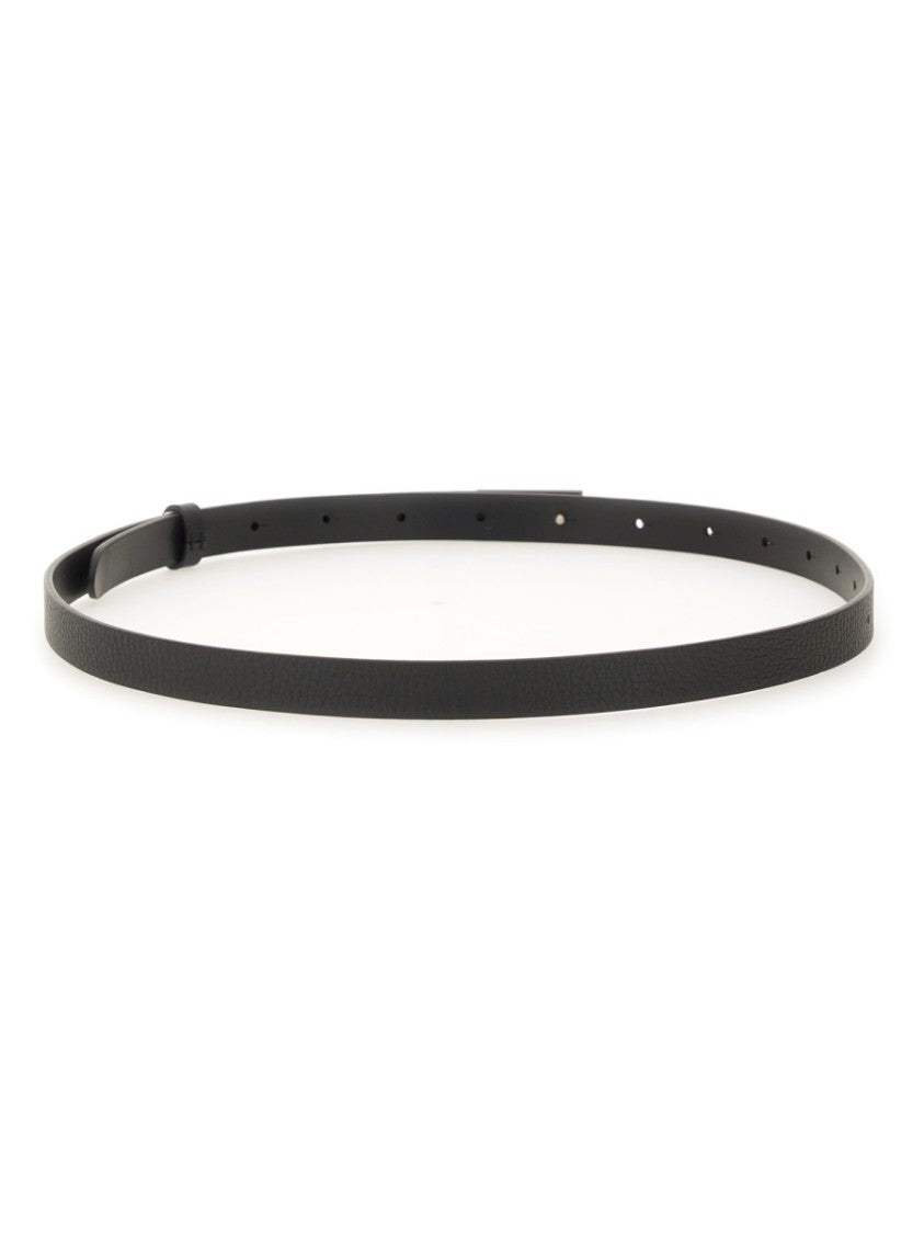 Mm6 By Maison Margiela Minimalist Leather Belt With Metallic Buckle