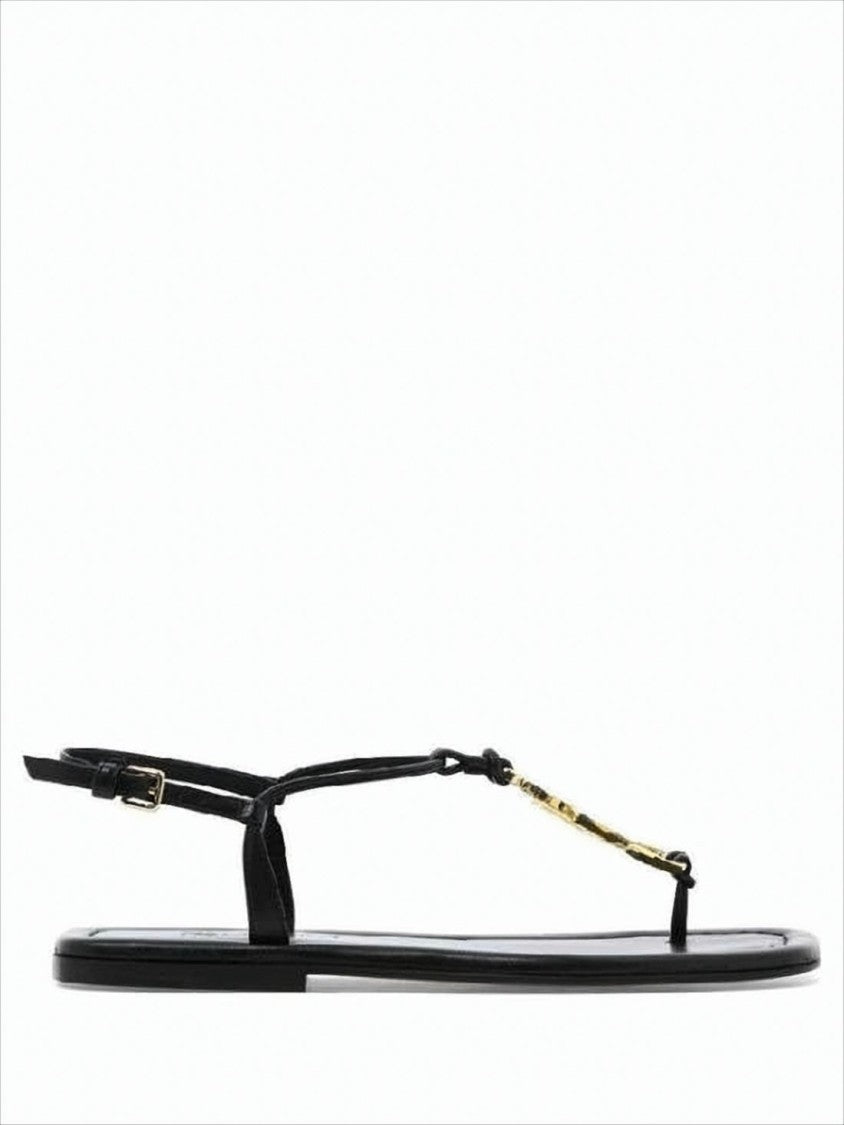 J. W. Anderson Black Leather Sandals With Gold-Tone Detailing