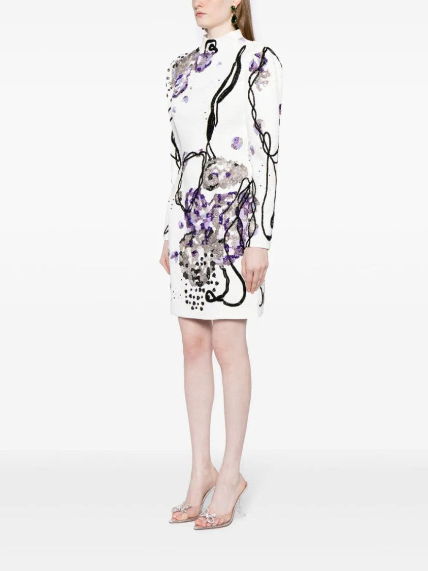 Saiid Kobeisy Canton Crepe, Mini Beaded Dress