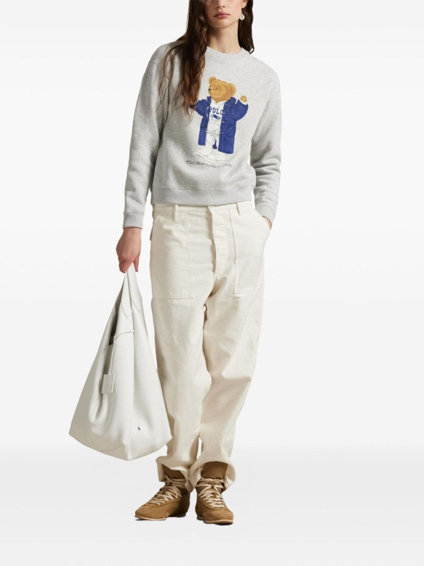 Polo Ralph Lauren Playful Graphic Bear Sweatshirt With Classic Crew Neckline