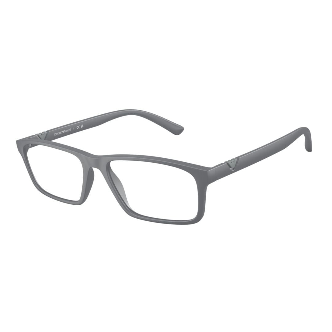 Emporio Armani 3213 Optical Matte Grey Rectangular Eyeglasses With Minimalist Design