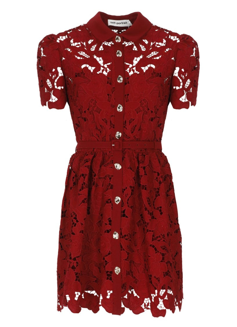 Self-Portrait Bordeaux Lace Dress