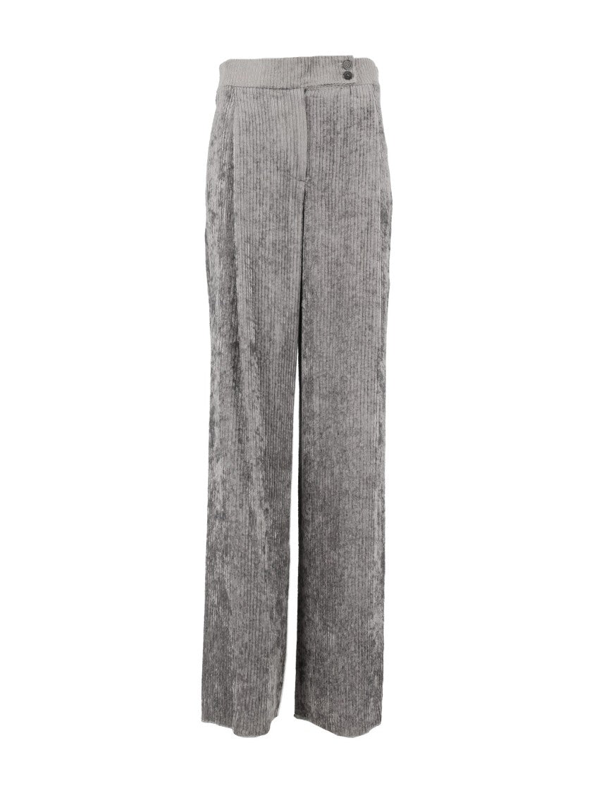 Emporio Armani High-Waisted Textured Wide-Leg Pants