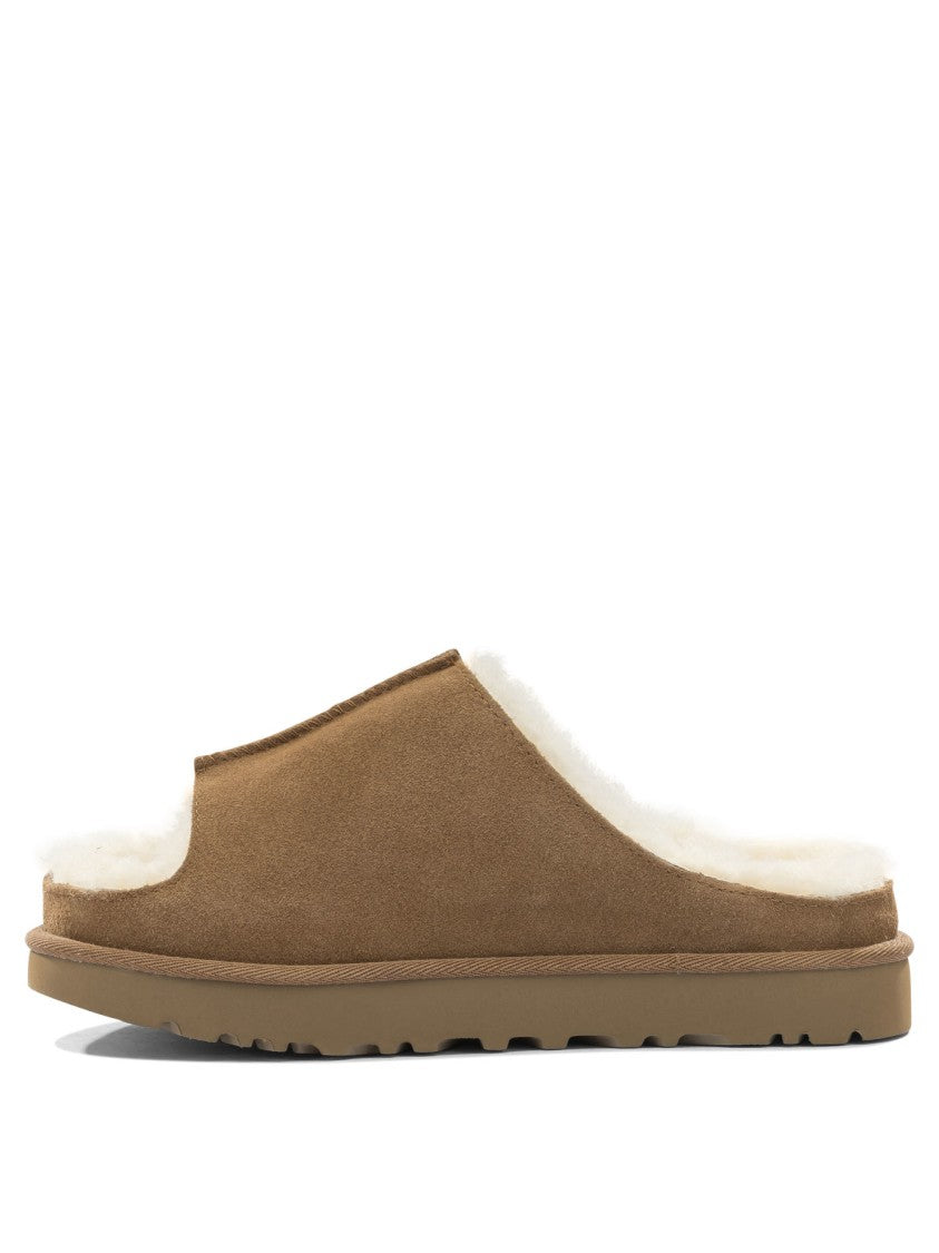 Ugg Open-Toe Suede Sandals With Plush Shearling Lining