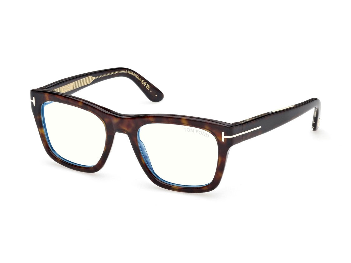 Tom Ford Ft6076-B Tortoiseshell Gold Accents Acetate Square Eyeglasses