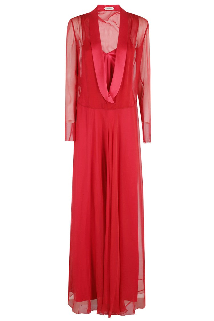 Alberta Ferretti Flowing Silk Maxi Dress With V-Neck