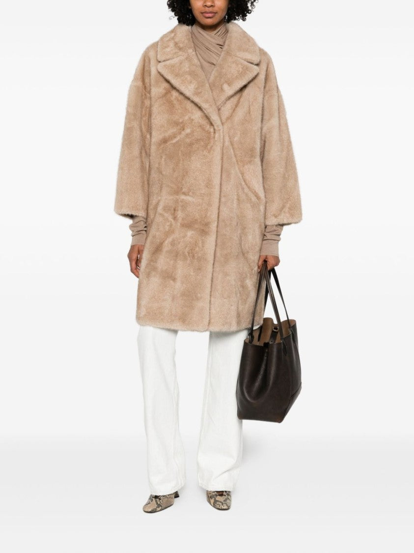 Betta Corradi Mid-Length Plush Beige Coat