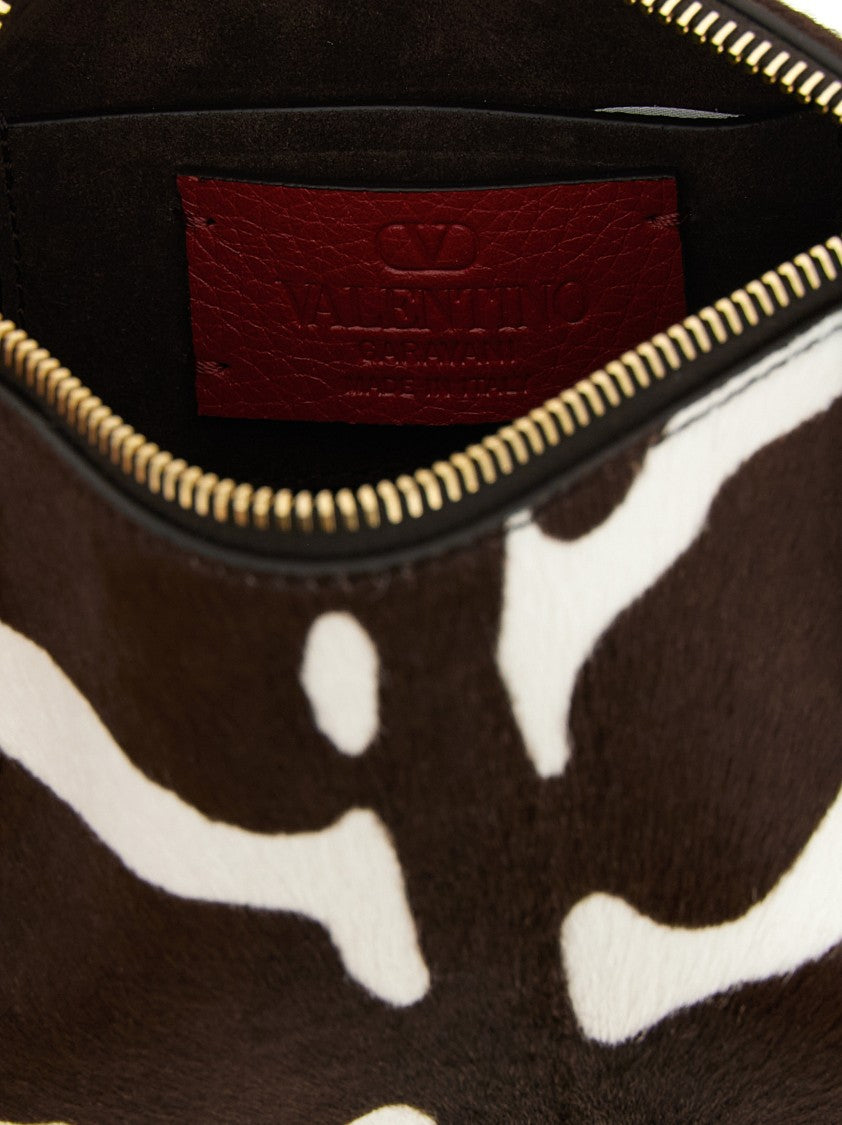 Valentino Garavani Small Shoulder Bag With Elk Effect And Signature Studs