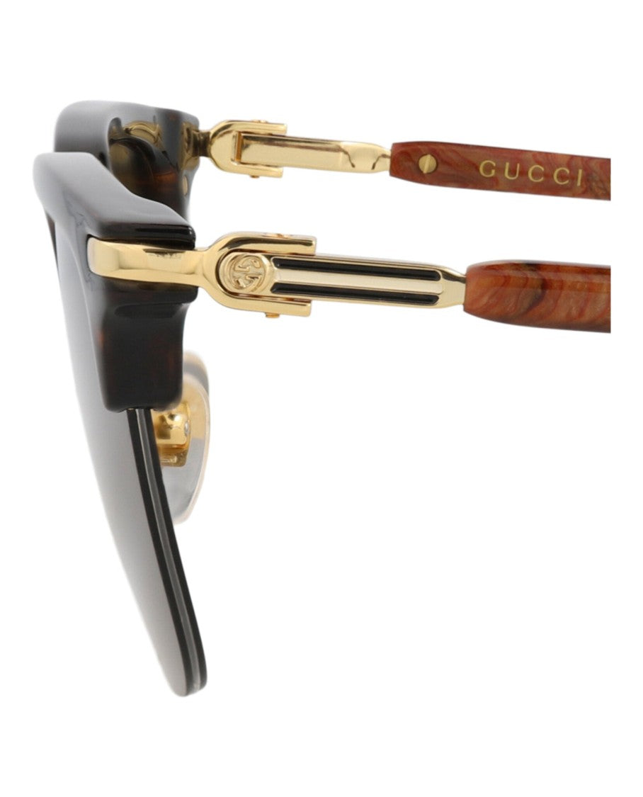 Gucci Square-Frame Metal Sunglasses