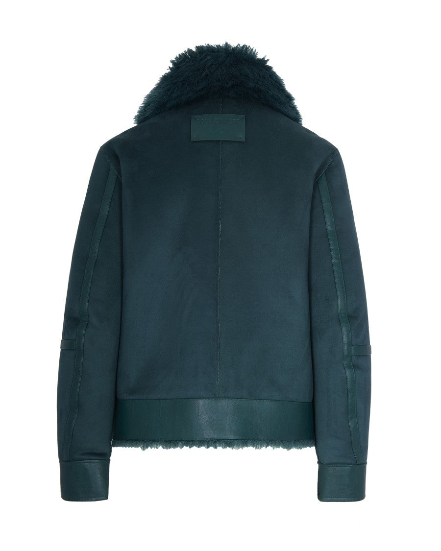 Patrizia Pepe Deep Green Reversible Short Fluffy Jacket
