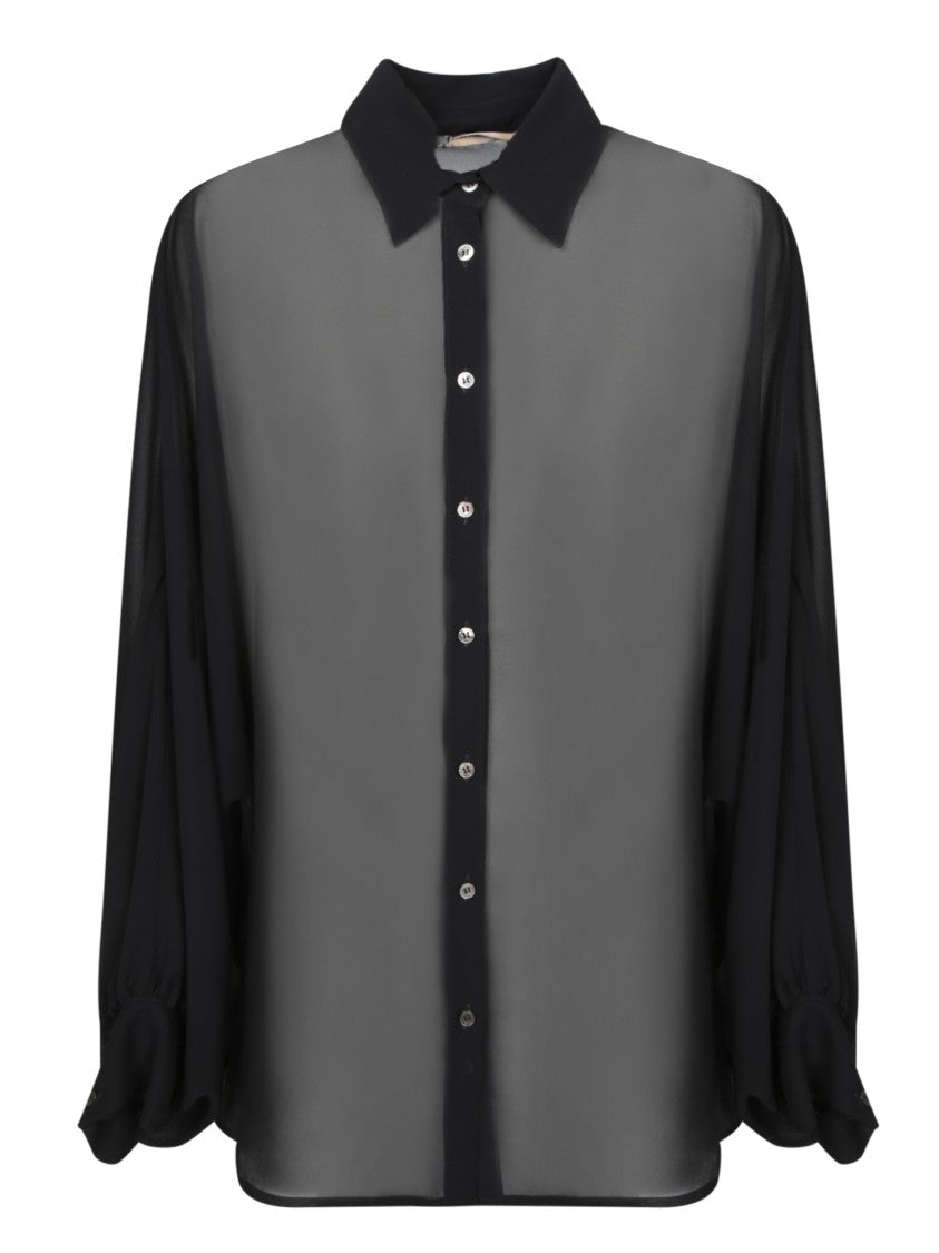 Blanca Vita Oversized Black Georgette Shirt