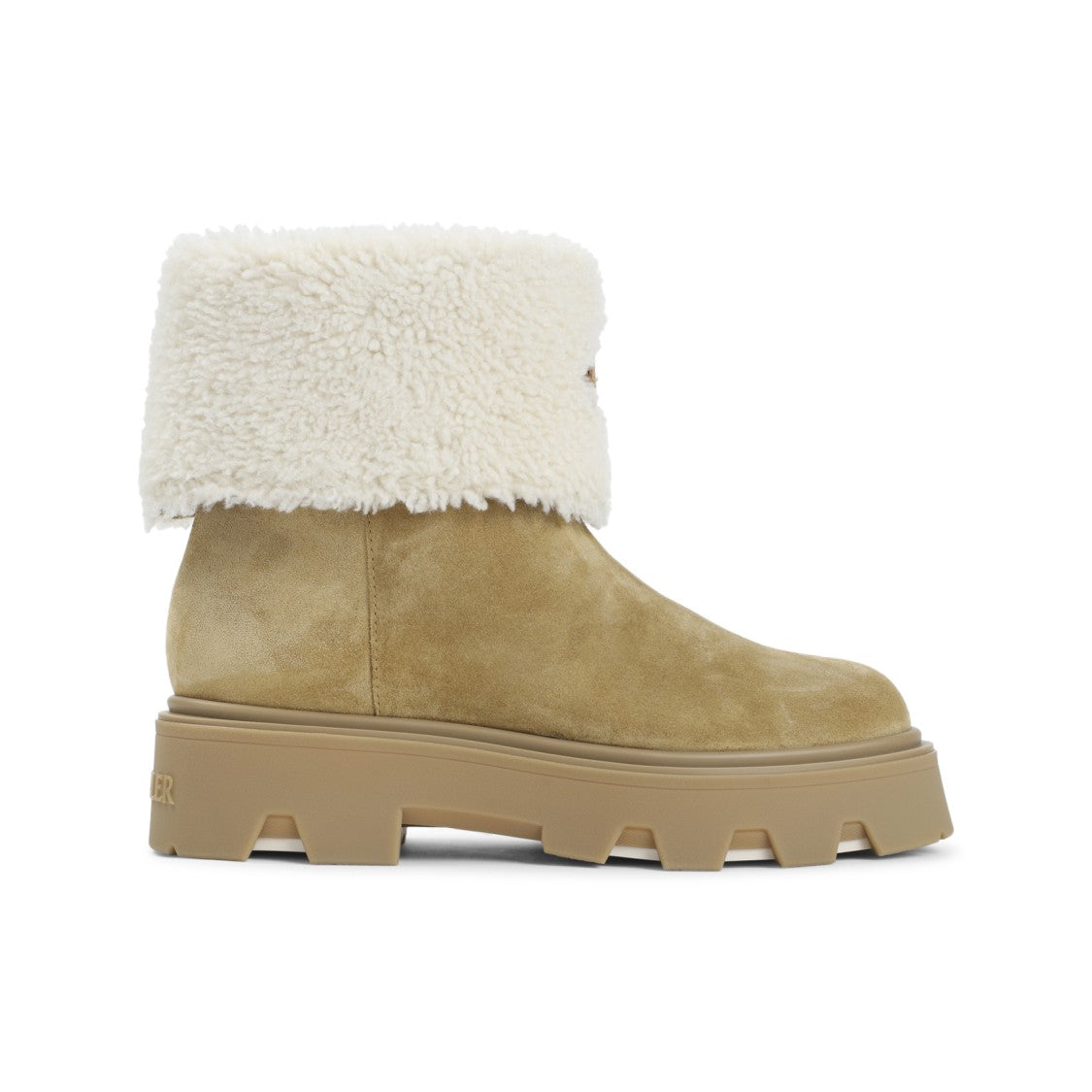 Moncler Camel Beige Real Leather Aurea Mid Ankle Boots