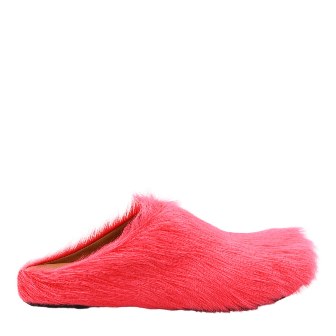 Marni Vibrant Pink Faux Fur Slip-On Mules
