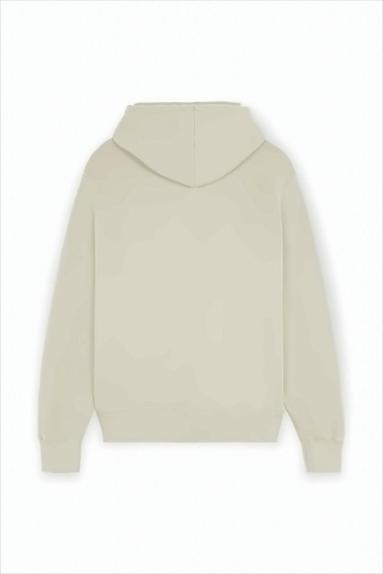 Maison Kitsuné Minimalist Light Beige Hoodie With Embroidered Fox Emblem