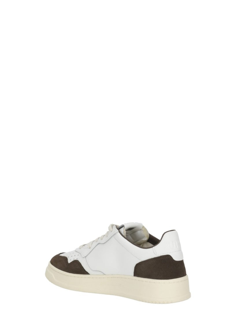 Autry White Blue Suede Logo Details Low-Top Sneakers