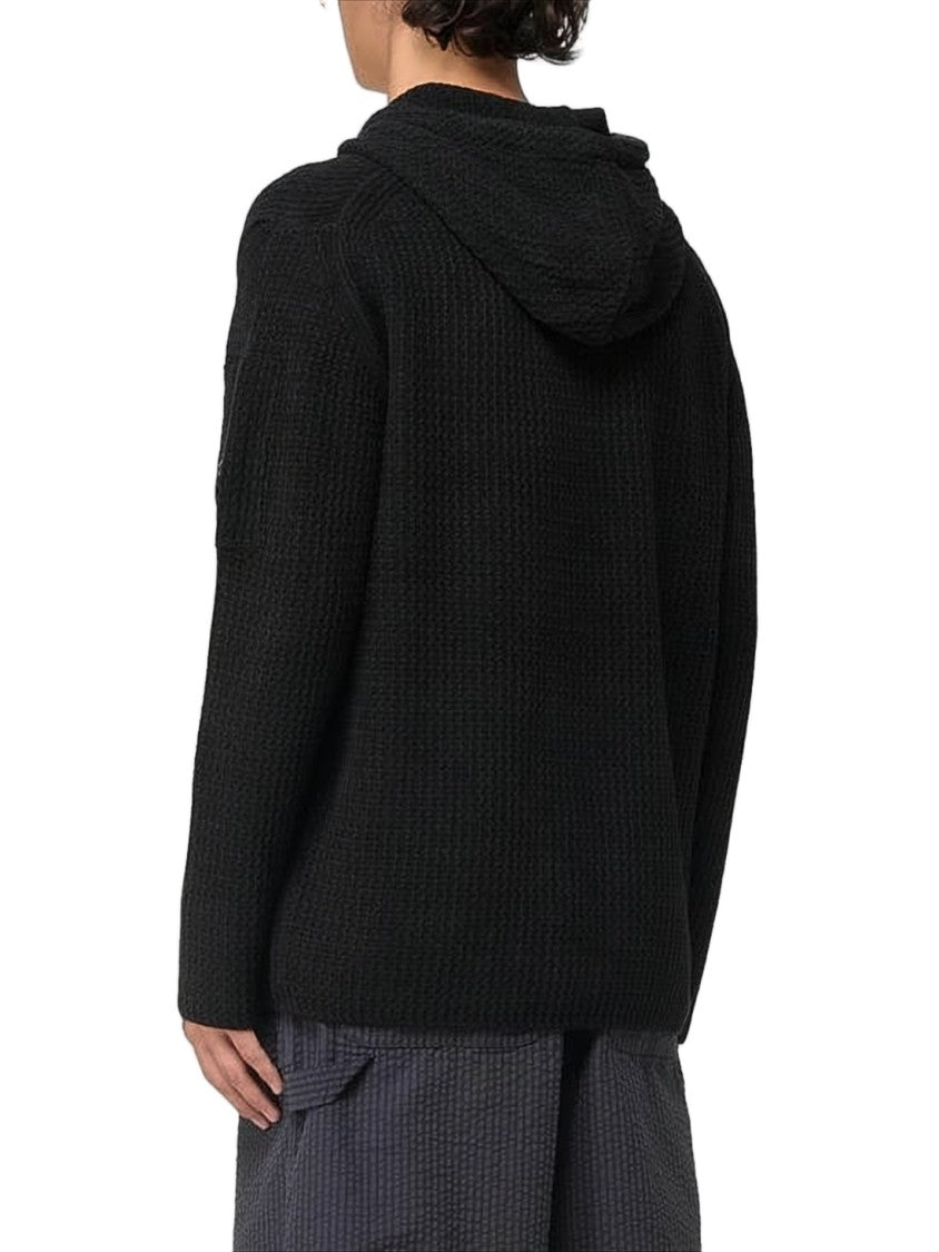 C.P. Company Textured Knit Hoodie With Drawstring Hood