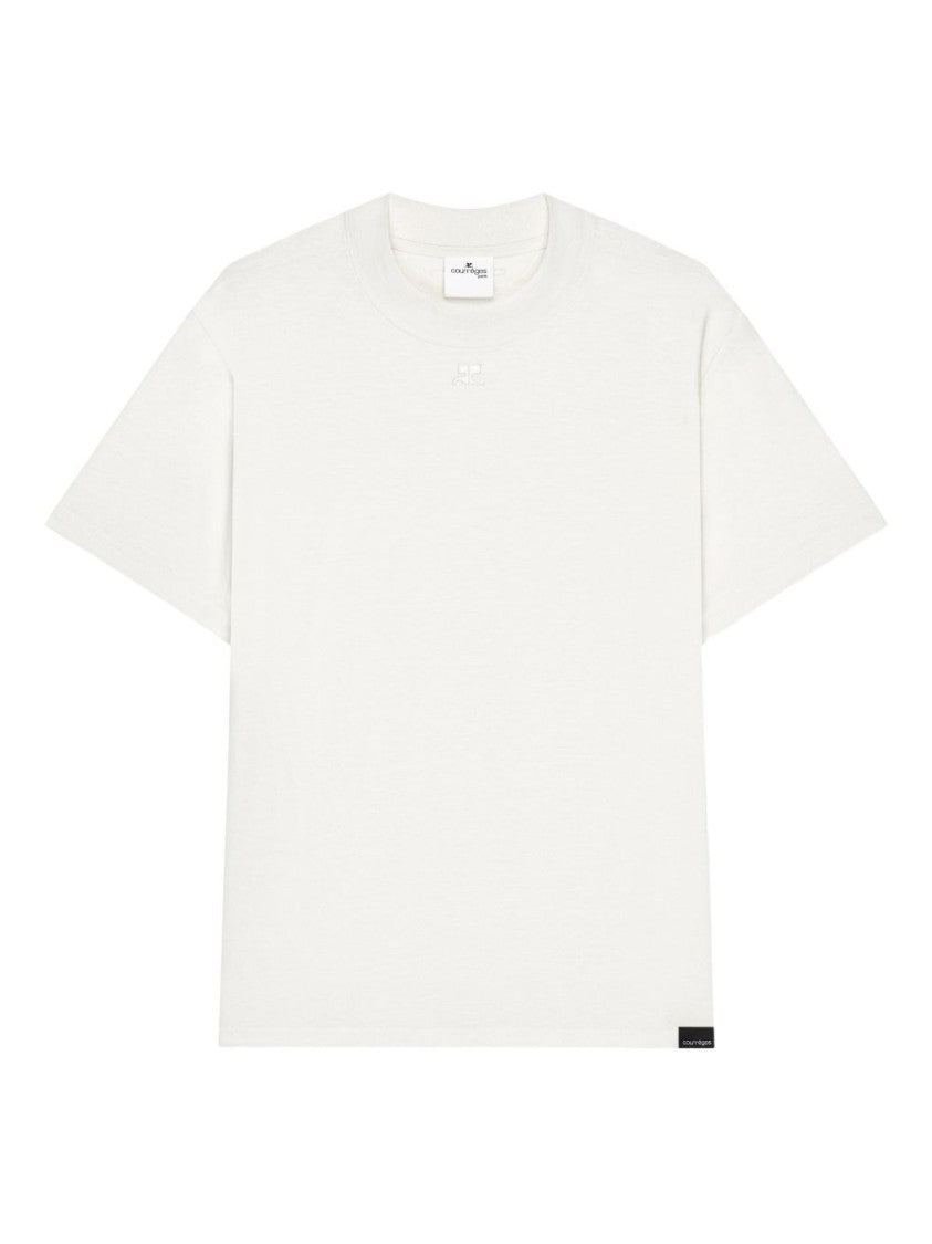 Courrèges Crew Neck T-Shirt With Subtle Logo Detail And Relaxed Fit