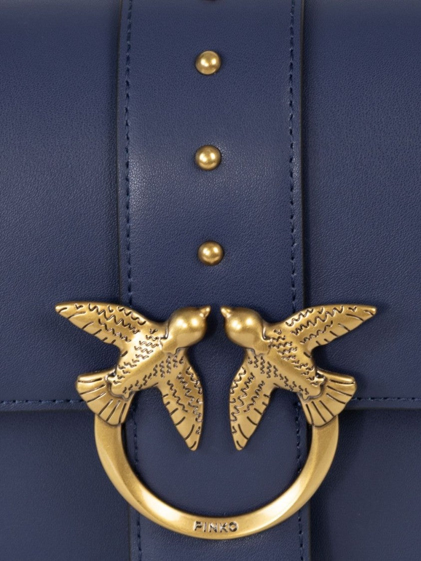 Pinko Rectangular Blue Leather Handbag