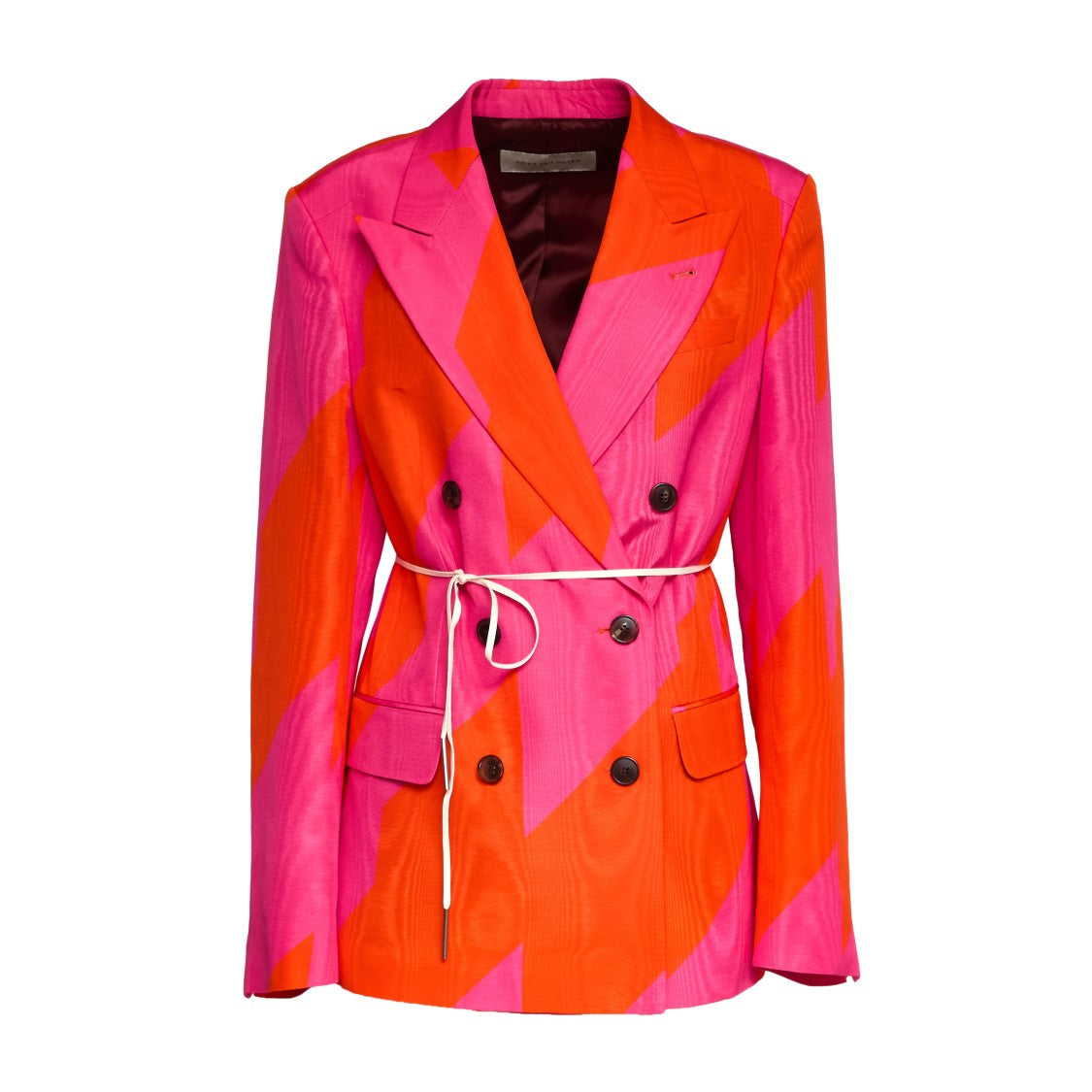 Dries Van Noten Barrysta Collaged Stripe Double Breasted Blazer