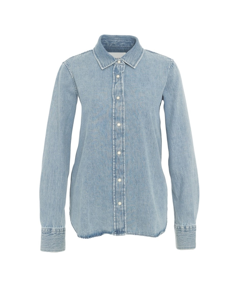 Closed Denim Button-Down Shirt With Pearlescent Buttons And Structured Collar