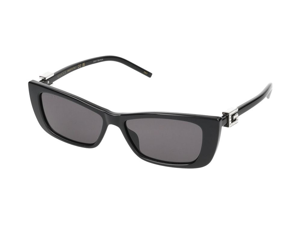 Gucci Black Metallic Logo Detail Oversized Square Sunglasses