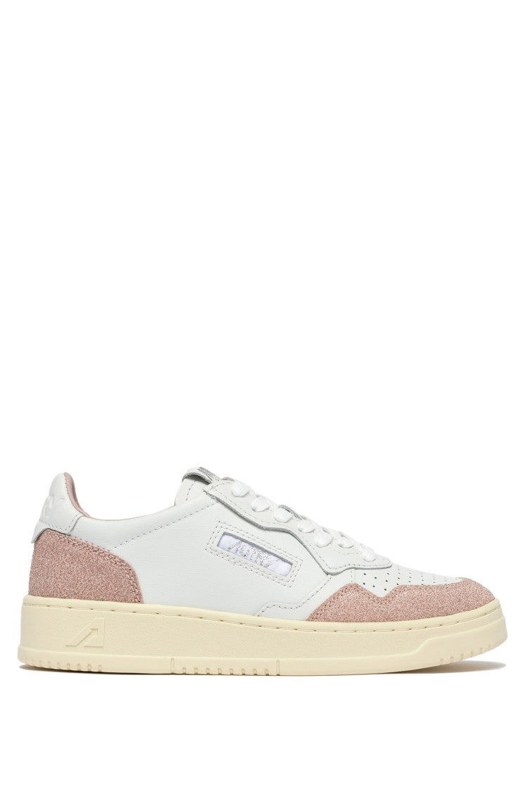 Autry White Medalist Suede Glitter Sneakers