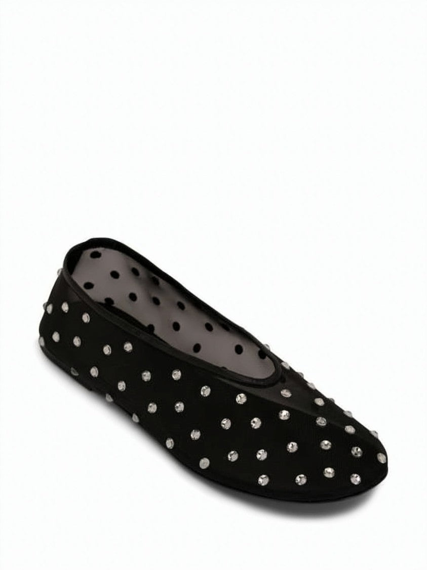 Khaite Scattered Silver-Tone Studded Polyamide Flat Shoes