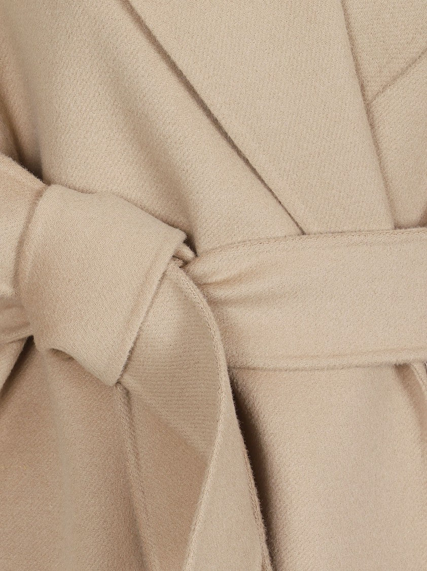 Max Mara Tailored Coat With Wide Lapel Collar And Self-Tie Belt