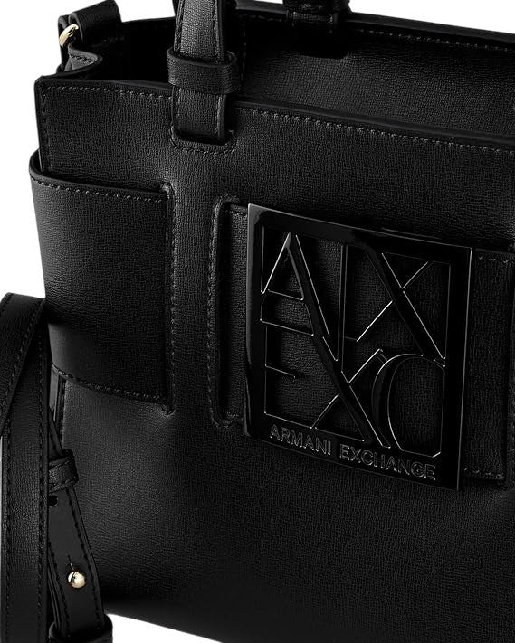 Armani Exchange Structured Black Shoulder Bag With Removable Strap