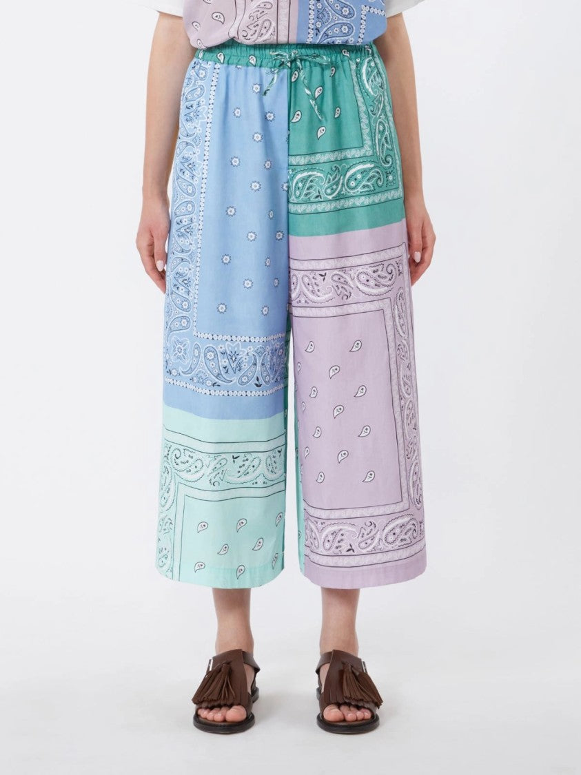 Max Mara Patchwork Wide-Leg Pants With Elastic Waistband